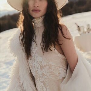 BHLDN High-neck Velvet Scallop-Hem Maxi Dress